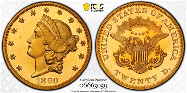 1860 $20 PR64CAM