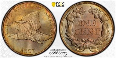 1857 1C Flying Eagle MS66