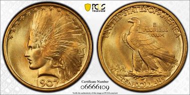 1907 $10 Indian MS67