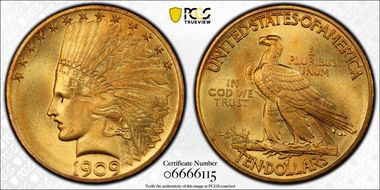 1909 $10 MS67+