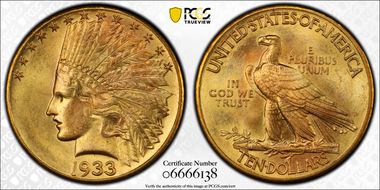 1933 $10 MS65+