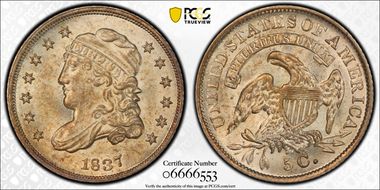 1837 H10C Capped Bust, Small 5C MS64