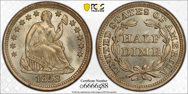 1853 H10C No Arrows MS67