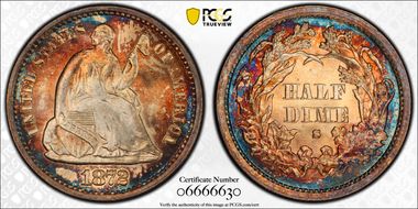 1872-S H10C Mintmark Above Bow MS67+