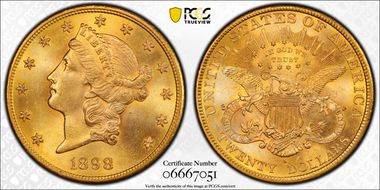 1898-S $20 MS65