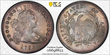 1795 $1 Draped Bust, Off-Center MS62