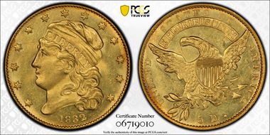 1832 $5 13 Stars MS63