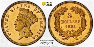 1881 $3 AU58