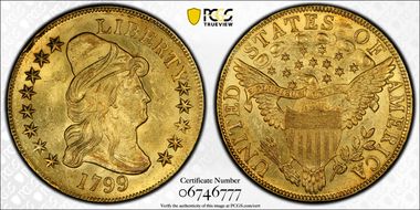 1799 $10 Small Obverse Stars MS62+