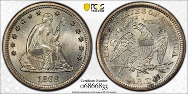 1869-S 25C MS62