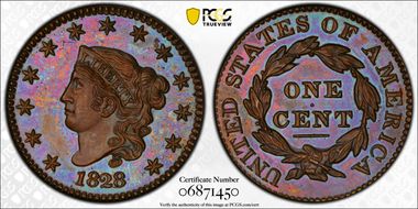 1828 1C Newcomb 5 PR65BN