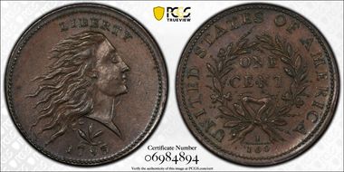 1793 1C Wreath, S-8 MS63BN