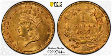 1857 G$1 AU58+