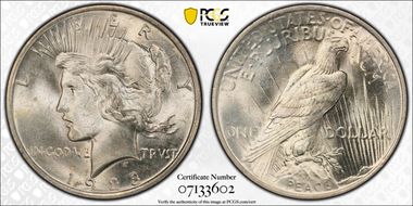 1923 $1 VAM 1A, Whisker Jaw MS64