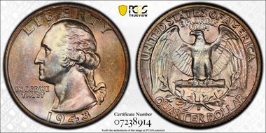 1943-S 25C MS67+