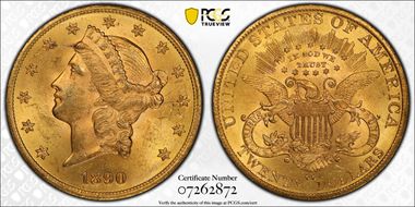 1890-CC $20 MS62