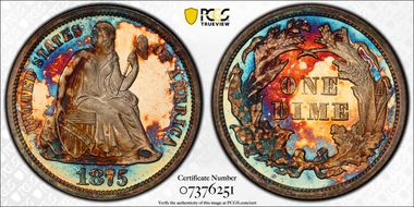 1875 10C PR67CAM