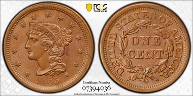 1855 1C N-6 Upright 55 MS65BN