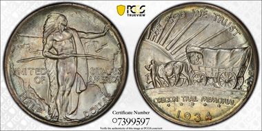 1934-D 50C Oregon MS67