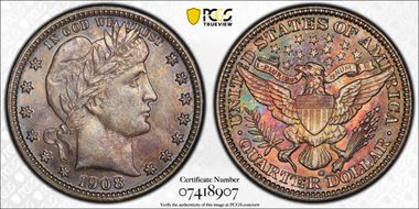 1908-O 25C MS65