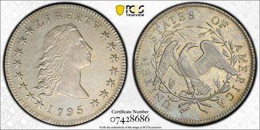 1795 $1 Flowing Hair, BB-21 AU58