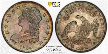 1834 50C O-120 Sm Date, Sm Letters MS65