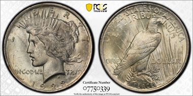 1923 $1 VAM 1G, Tiara Die Gouge MS65