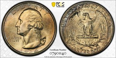 1934 25C Medium Motto MS66