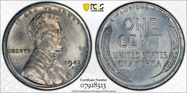 1943-S 1C MS67