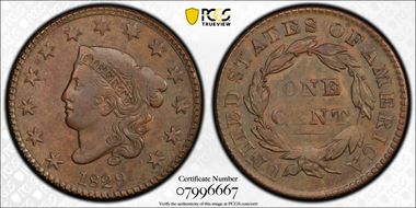 1829 1C Medium Letters AU55BN