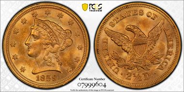 1859 $2.50 Old Reverse MS64
