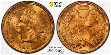 1908 1C MS65RD