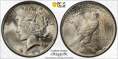 1922 $1 VAM 2F, Hair Pin MS62