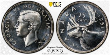 1951 25C Low Relief PL66+