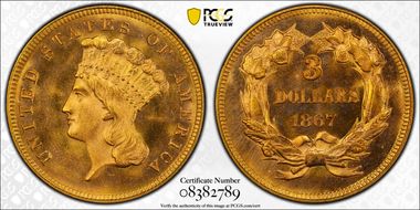1867 $3 MS67