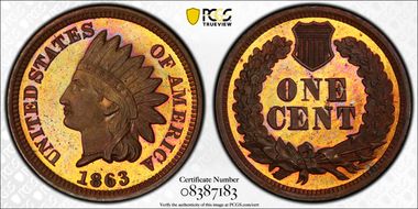 1863 1C J-299 PR66RB