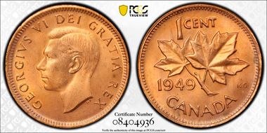 1949 1C A Btwn Denticles MS66RD