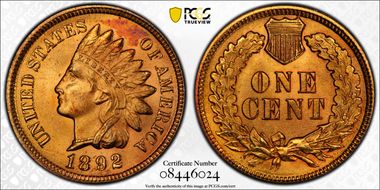 1892 1C MS65+ RD