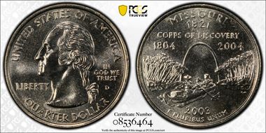 2003-D 25C Missouri MS68