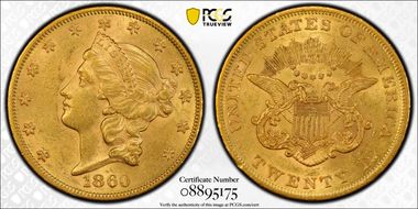 1860 $20 AU58