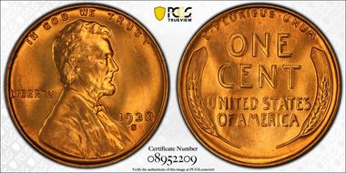 1938-S 1C MS67+ RD