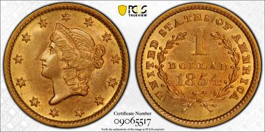 1854 G$1 Type 1 AU58