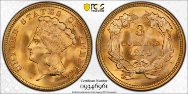 1854 $3 MS68