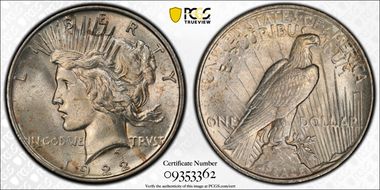 1922 $1 VAM 2C, Extra Hair MS63