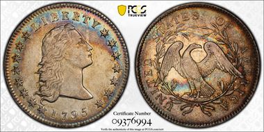 1795 $1 Flowing Hair, BB-21 AU53+ 