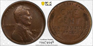 1922 No D 1C Strong Reverse AU58BN