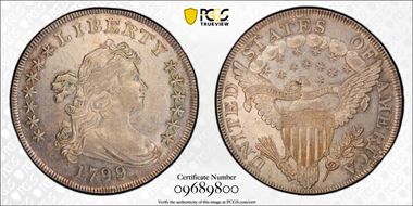 1799/8 $1 13 Reverse Stars AU53