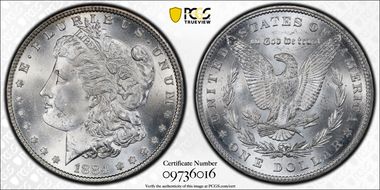 1884 $1 VAM 2A, Partial E Rev MS64