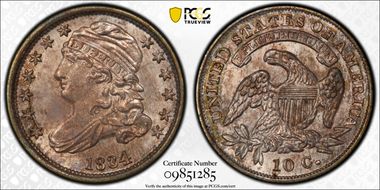 1834 10C JR-2, Large 4 MS63