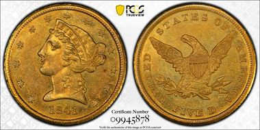 1841 $5 AU55